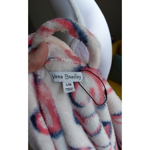 Vera Bradley Intimates Womens pink fleece robe hooded belted plush comfort S/M - Picture 7 of 7